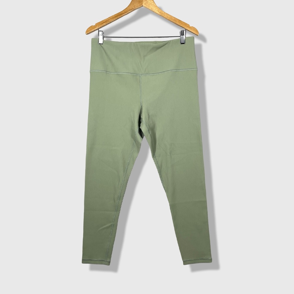 Athleta Elation Rib Tight Leggings Women 1X Green Yoga Athleisure‎ Ribbed